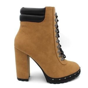 Tan High Heel Ankle Boots